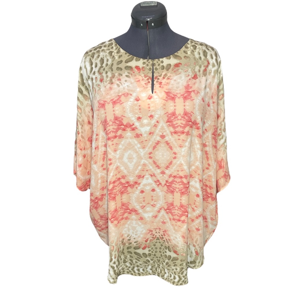 Chico’s Dolman Sleeve Flowey Tunic Top Blouse Size 3 14 16 XL Animal Southwest